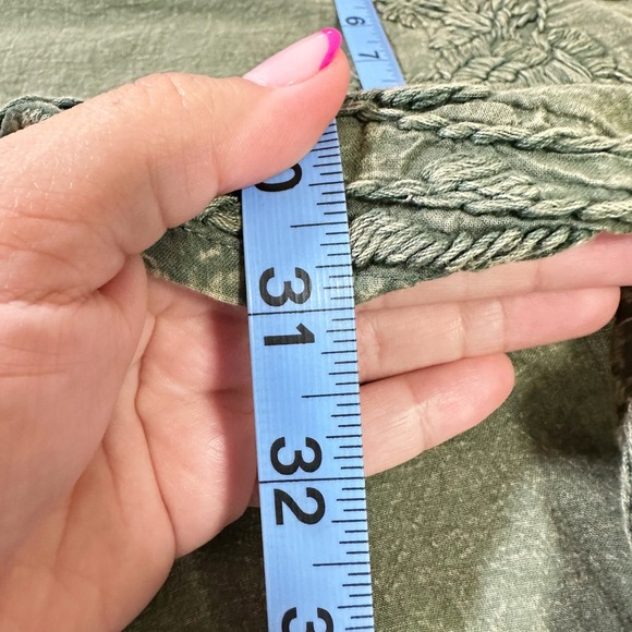 Kyla Seo Karyn Boxy Top Embroidered Floral Oversized Olive Green Women Small - Picture 6 of 6